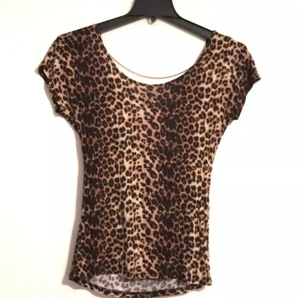 Leopard Print Necklace Top Size S